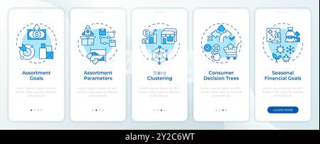 Assortment planning tools blue onboarding mobile app screen Stock Vector