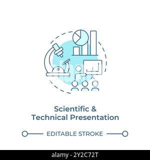 Scientific and technical presentation soft blue concept icon Stock Vector
