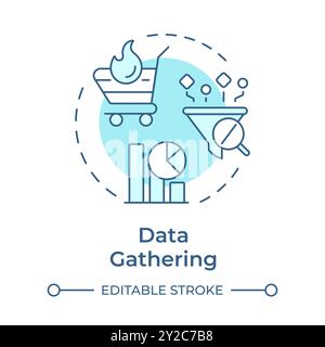 Data gathering soft blue concept icon Stock Vector