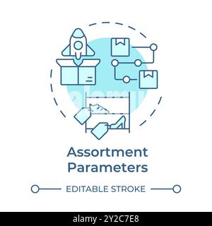 Assortment parameters soft blue concept icon Stock Vector