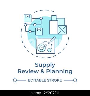 Supply review and planning soft blue concept icon Stock Vector