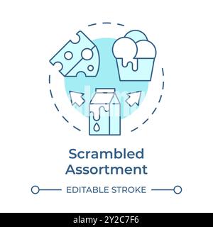 Scrambled assortment soft blue concept icon Stock Vector