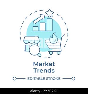 Market trends soft blue concept icon Stock Vector