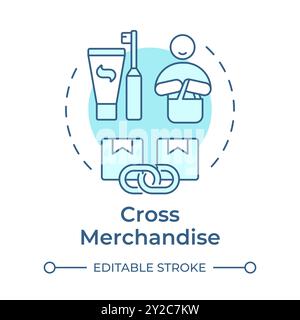 Cross merchandise soft blue concept icon Stock Vector