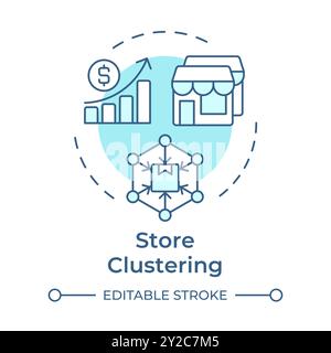 Store clustering soft blue concept icon Stock Vector