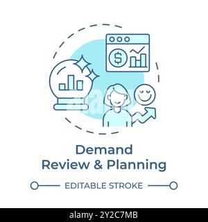 Demand review and planning soft blue concept icon Stock Vector