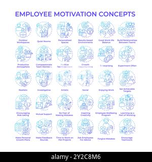 Employee motivation blue gradient concept icons Stock Vector