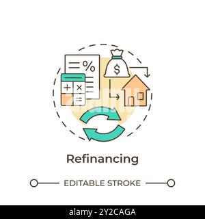 Refinancing multi color concept icon Stock Vector