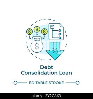Debt consolidation loan multi color concept icon Stock Vector