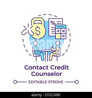 Contract credit counselor multi color concept icon Stock Vector