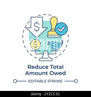 Reduce total amount owed multi color concept icon Stock Vector