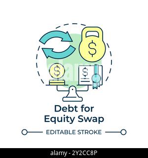 Debt for equity swap multi color concept icon Stock Vector