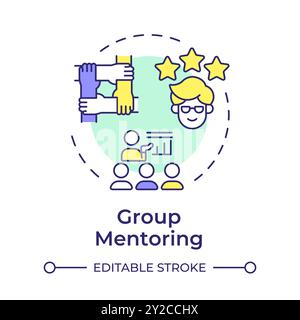 Group mentoring multi color concept icon Stock Vector