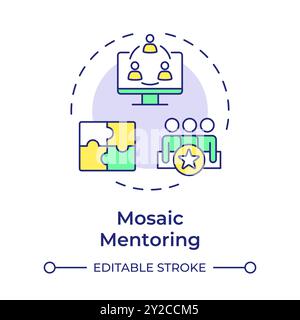 Mosaic mentoring multi color concept icon Stock Vector