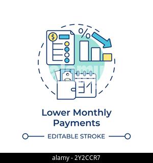 Lower monthly payments multi color concept icon Stock Vector