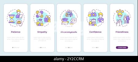 Qualities of great mentor onboarding mobile app screen Stock Vector