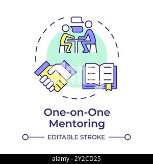 One-on-one mentoring multi color concept icon Stock Vector