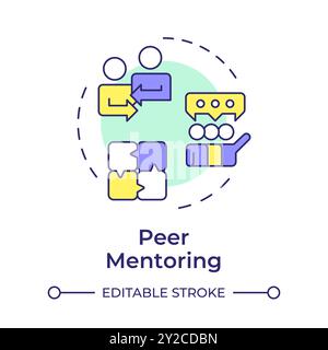 Peer mentoring multi color concept icon Stock Vector