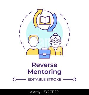 Reverse mentoring multi color concept icon Stock Vector
