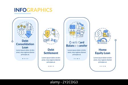 Types of debt consolidation programs rectangle infographic vector Stock Vector