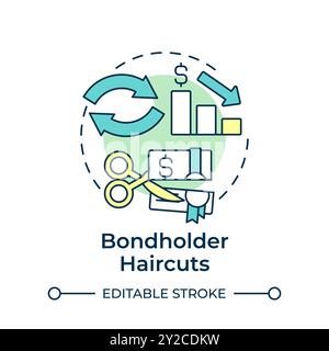 Bondholder haircuts multi color concept icon Stock Vector