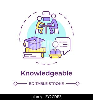 Knowledgeable multi color concept icon Stock Vector