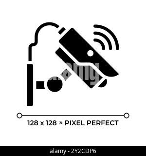 Smart security pixel perfect black glyph icon Stock Vector
