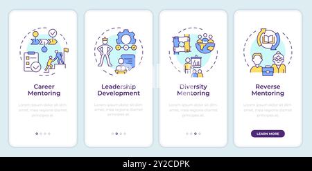 Mentoring in workplace onboarding mobile app screen Stock Vector