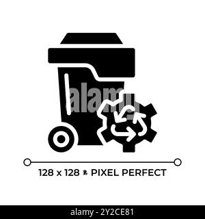 Waste management pixel perfect black glyph icon Stock Vector