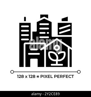 Urban farming pixel perfect black glyph icon Stock Vector