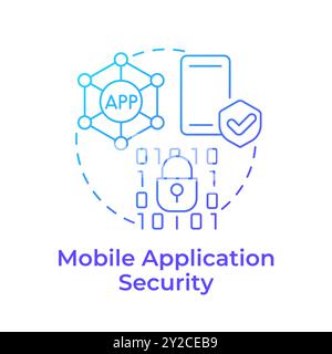 Mobile application security blue gradient concept icon Stock Vector