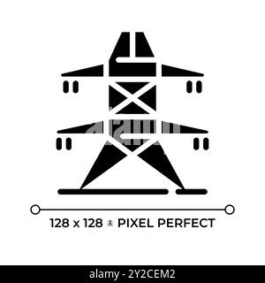 Power line pixel perfect black glyph icon Stock Vector