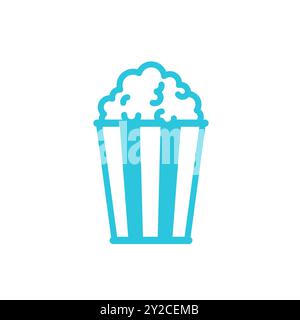 Popcorn icon. Isolated on white background. From blue icon set. Stock Vector