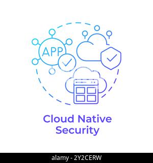 Cloud native security blue gradient concept icon Stock Vector