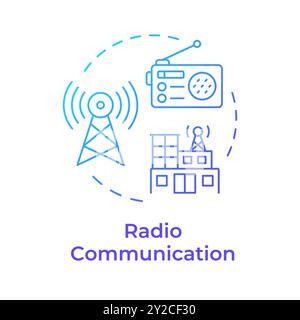 Radio communication blue gradient concept icon Stock Vector