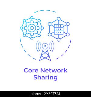 Core network sharing blue gradient concept icon Stock Vector