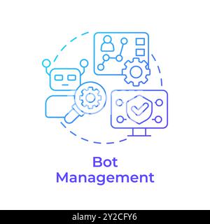 Bot management blue gradient concept icon Stock Vector