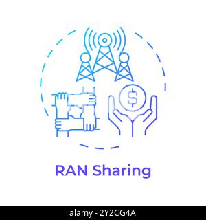 RAN sharing blue gradient concept icon Stock Vector