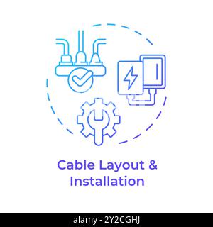 Cable layout and installation blue gradient concept icon Stock Vector