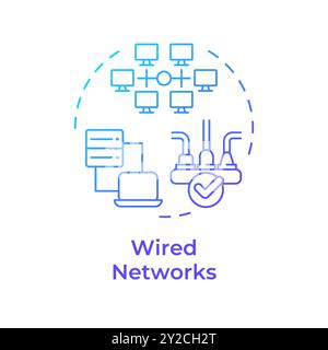 Wired networks blue gradient concept icon Stock Vector
