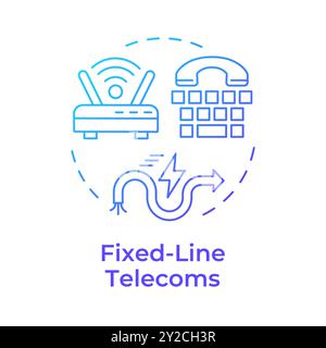 Fixed-line telecoms blue gradient concept icon Stock Vector