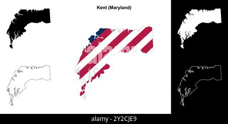 Kent County (Maryland) outline map set Stock Vector