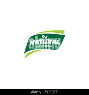 Natural 100 Percent Organic Food Label Design Vector Stock Vector