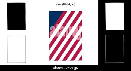 Kent County (Michigan) outline map set Stock Vector