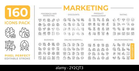 Digital marketing line icons set collection Stock Vector