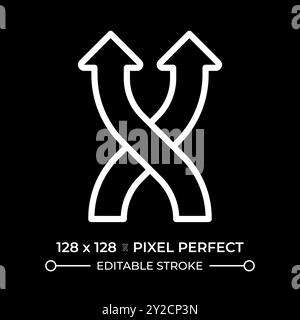 Shuffle white linear icon for dark theme Stock Vector