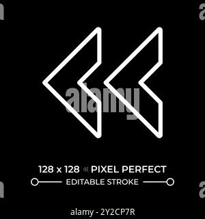 Double left arrow white linear icon for dark theme Stock Vector