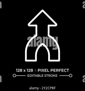 Merge arrow white linear icon for dark theme Stock Vector