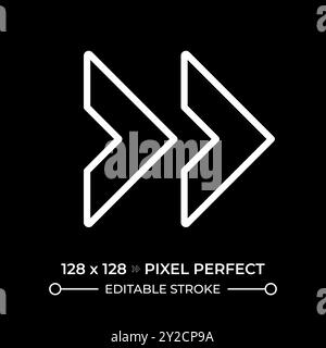 Double right arrow white linear icon for dark theme Stock Vector