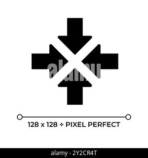 Inward arrows black glyph icon Stock Vector